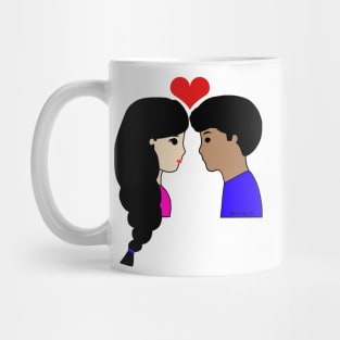 Mixed Race Couple Love Cartoon Mug